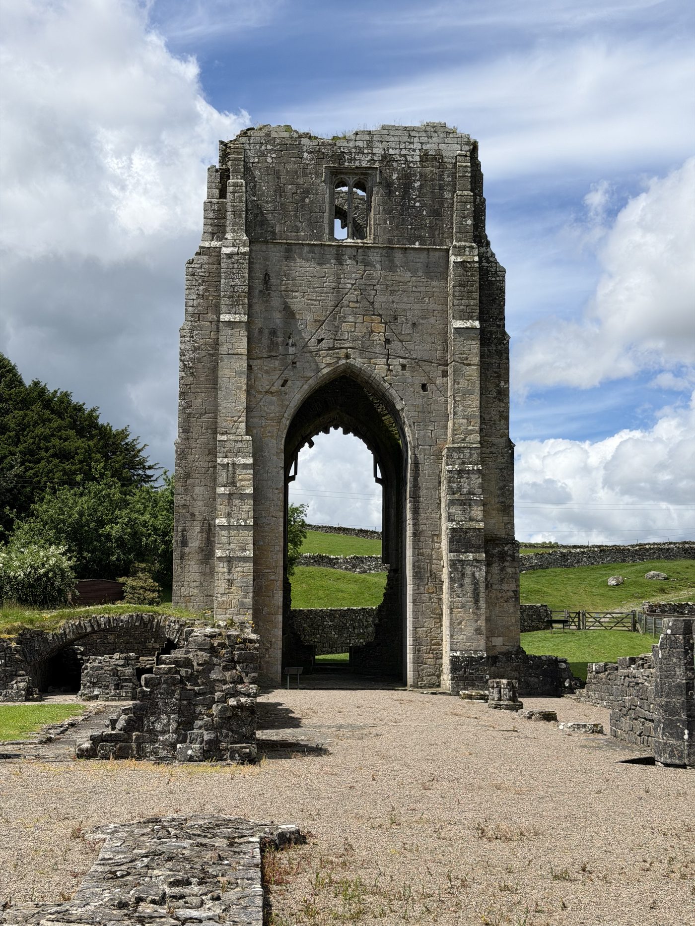 The ruined tower of Shap Abbey